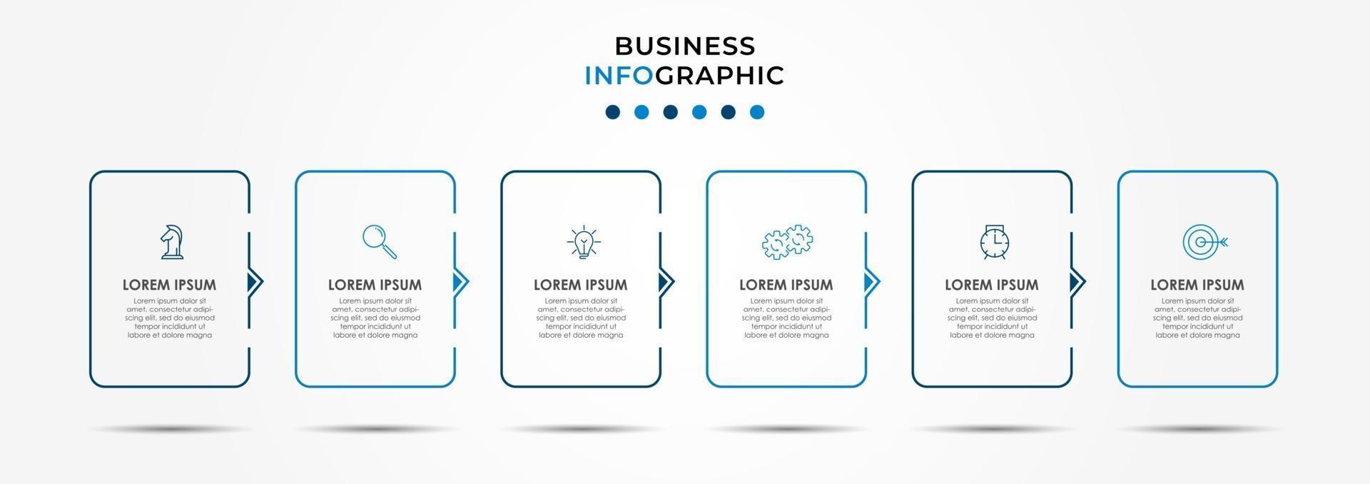 Infographic design template with icons and 6 options or steps vector