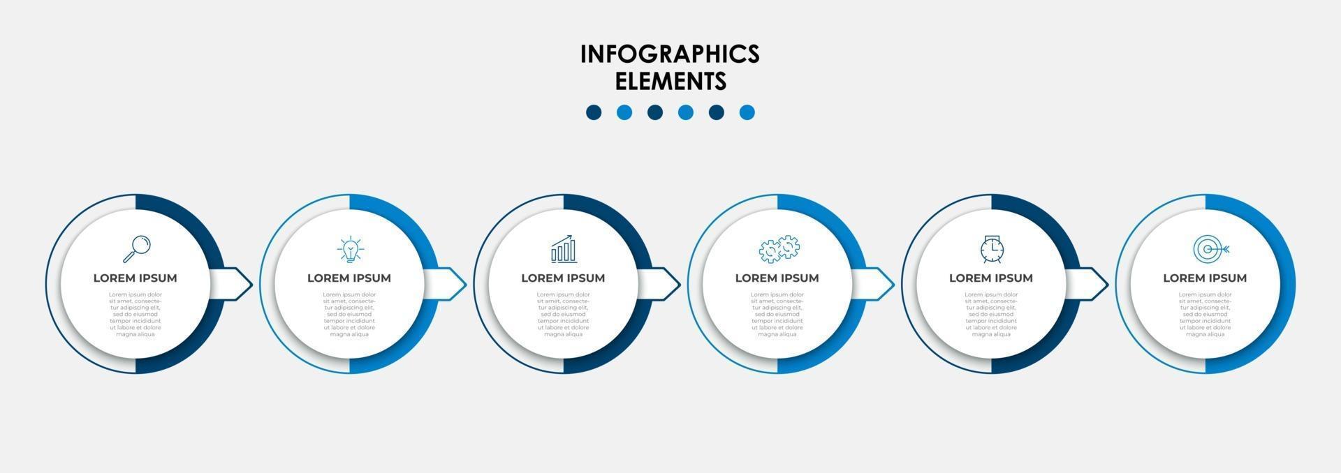 Plantilla de diseño infográfico con iconos y 6 opciones o pasos. vector