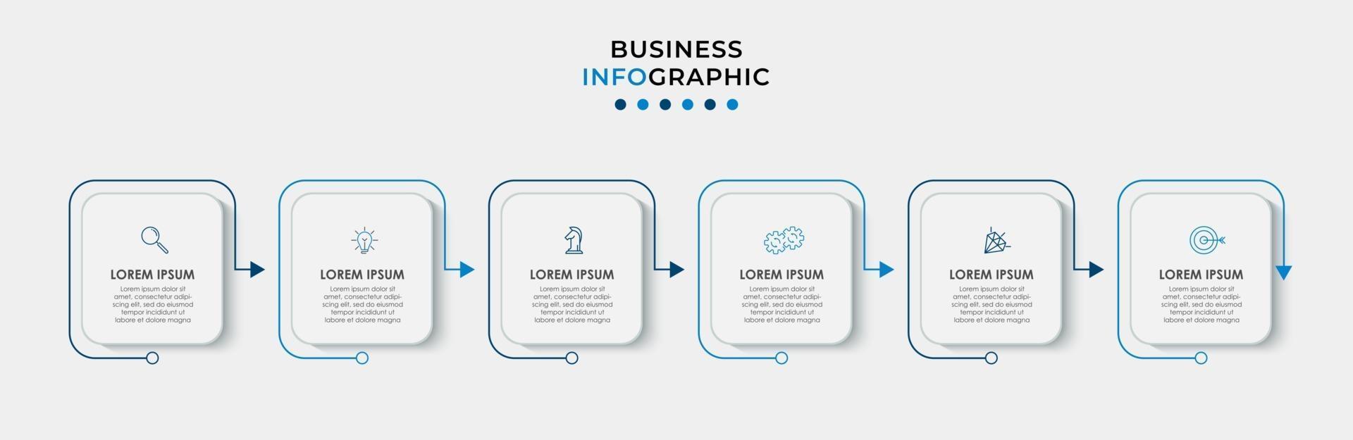 Infographic design template with icons and 6 options or steps vector