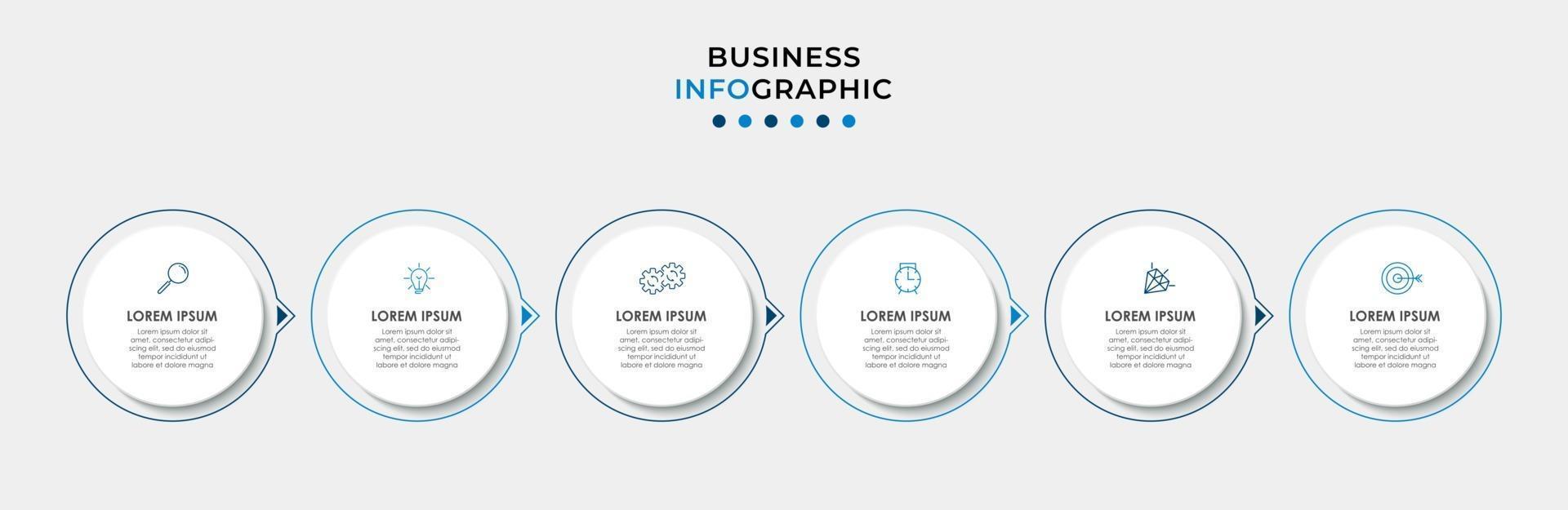 Infographic design template with icons and 6 options or steps vector