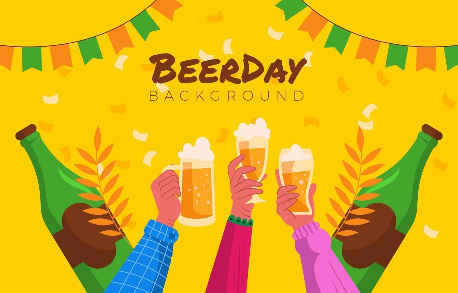 brinda tus bebidas con amigos el día de la cerveza vector