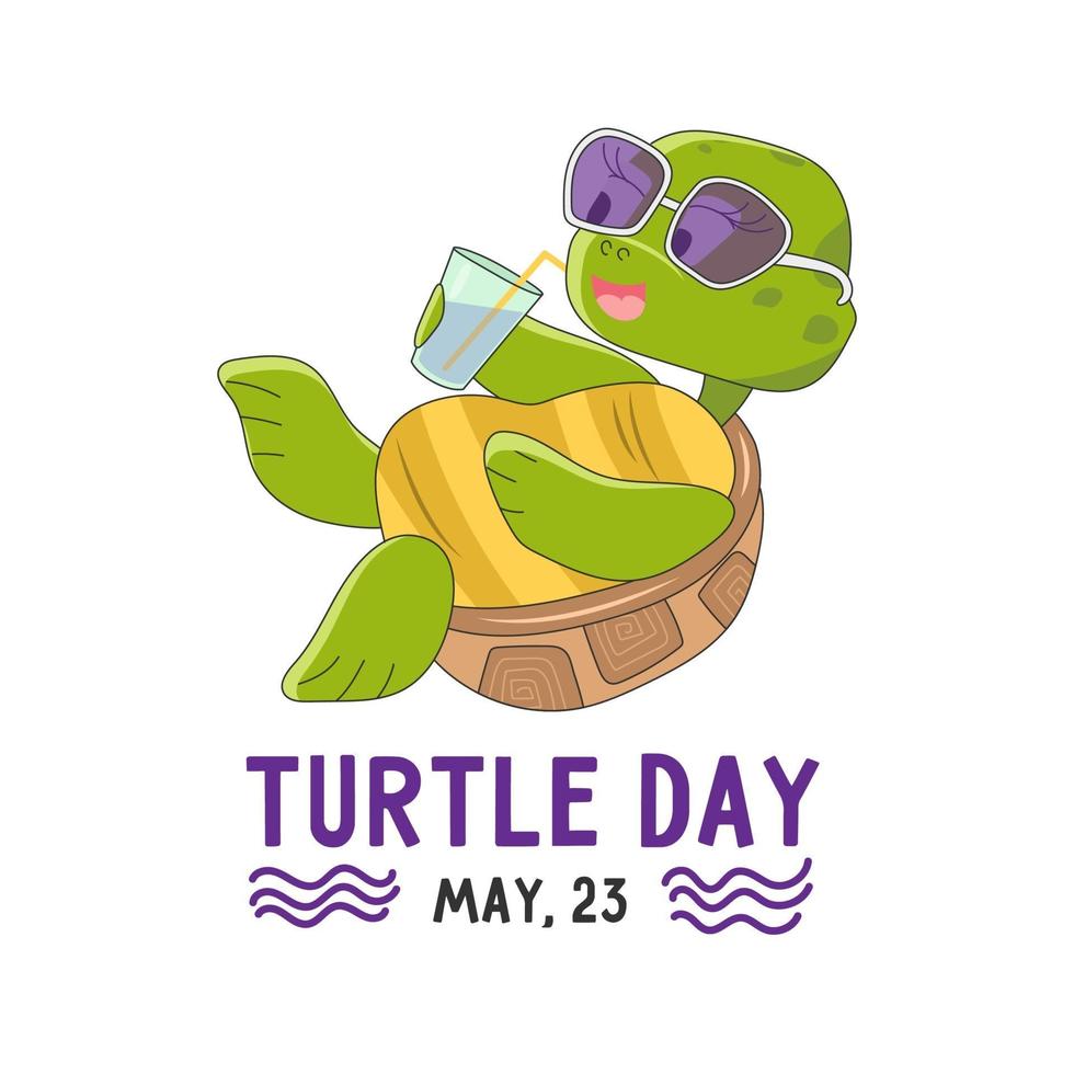 día mundial de la tortuga, 23 de mayo. ilustración vectorial de una linda tortuga vector