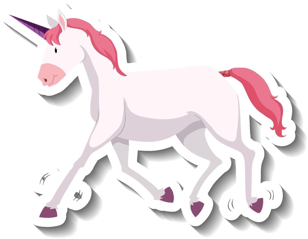 Pink unicorn standing pose on white background vector
