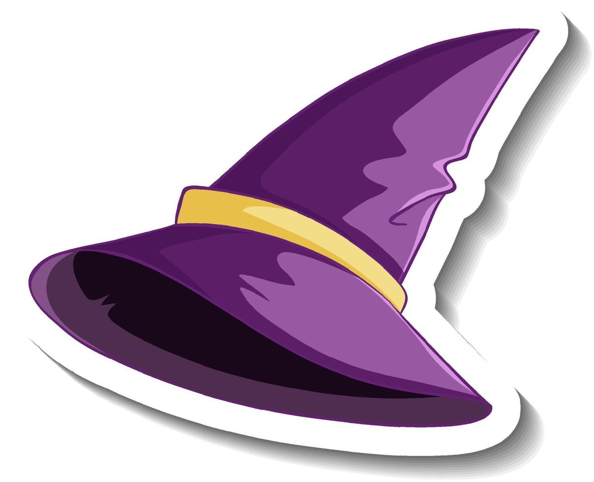 Purple witch hat cartoon sticker on white background vector