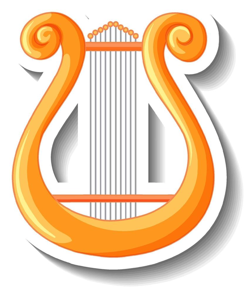 A sticker template with greek golden lyre isolated vector