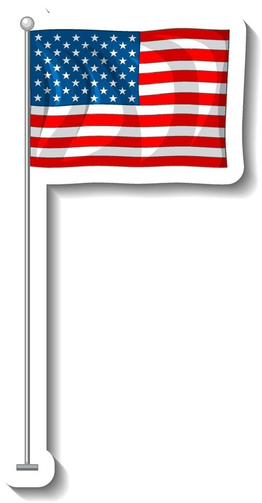 Flag of United States of America with pole isolated vector