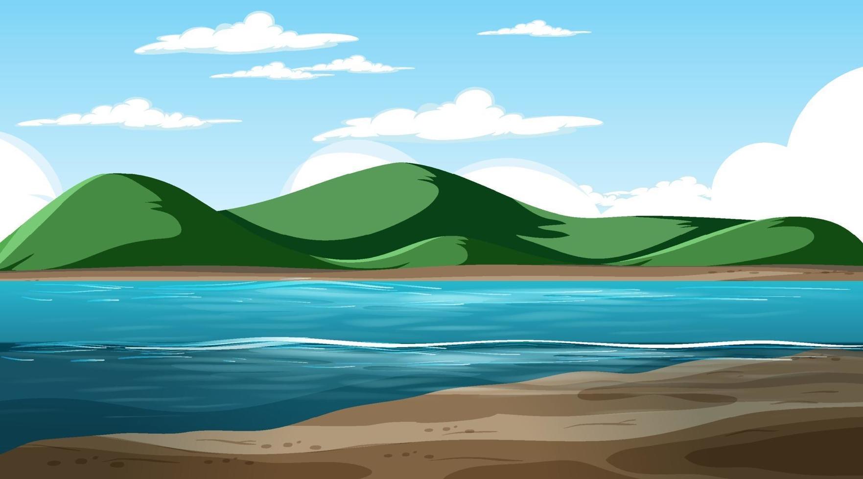 Blank nature landscape at daytime scene with mountain background vector