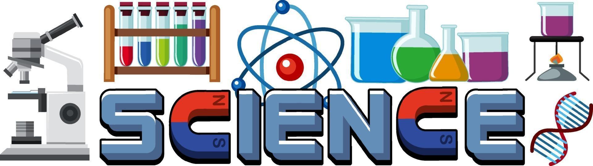 Science text icon with elements vector