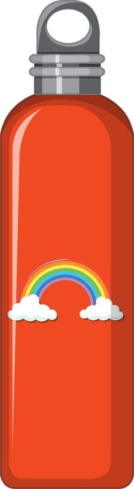 A orange thermo bottle with rainbow pattern vector