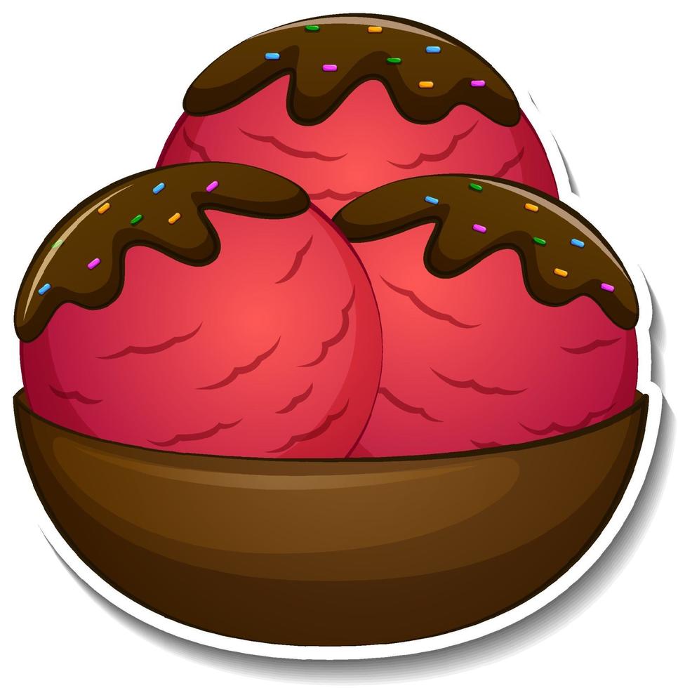 Strawberry ice-creame in the bowl sticker vector