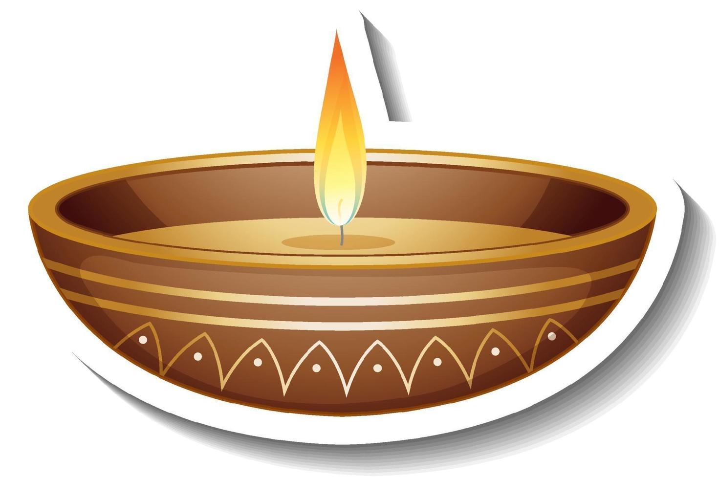 Isolated Oil lamp Diya Sticker vector