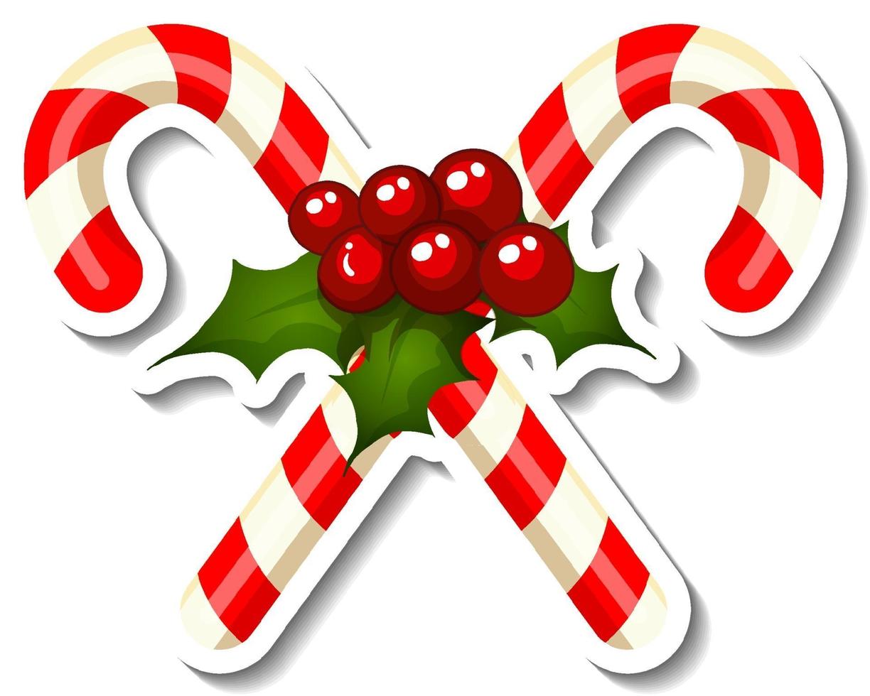 Sticker template with Cross Candy Cane isolated vector