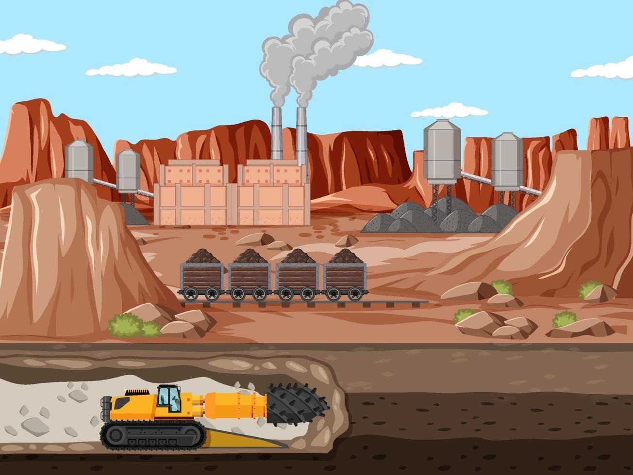 Landscape of coal mine industry with underground vector