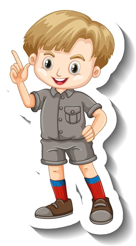 A sticker template with a boy in safari outfit cartoon character vector