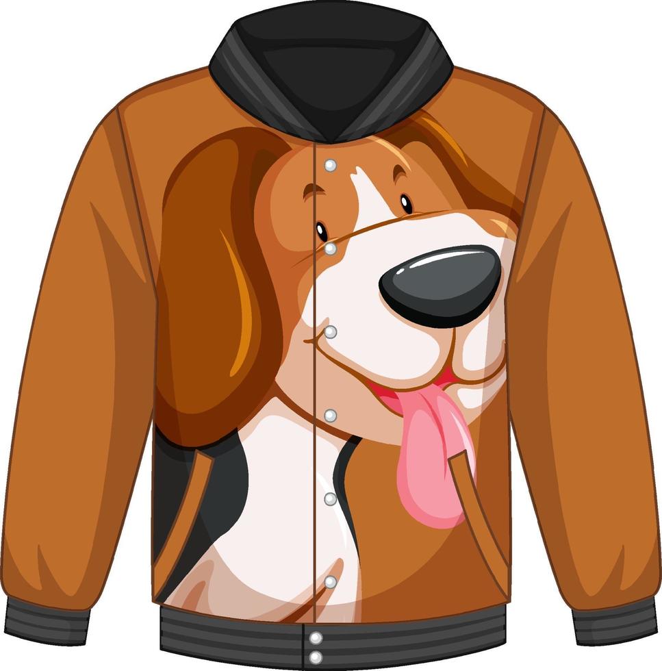 Front of bomber jacket with cute dog face pattern vector