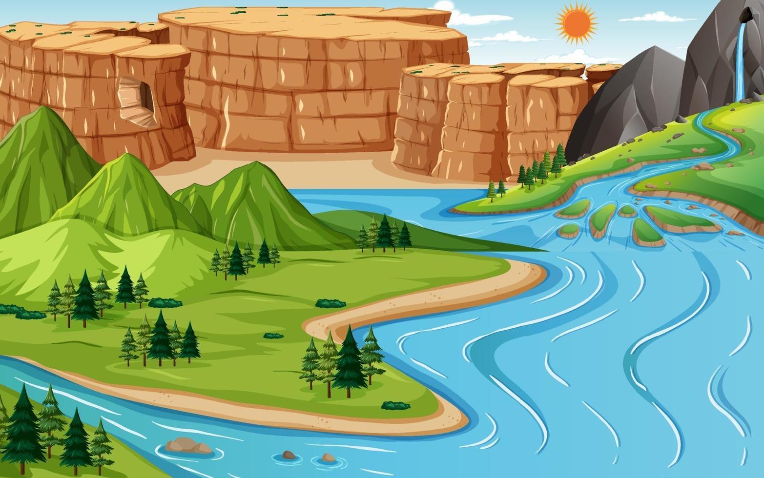 paisaje de geografía terrestre y acuática vector