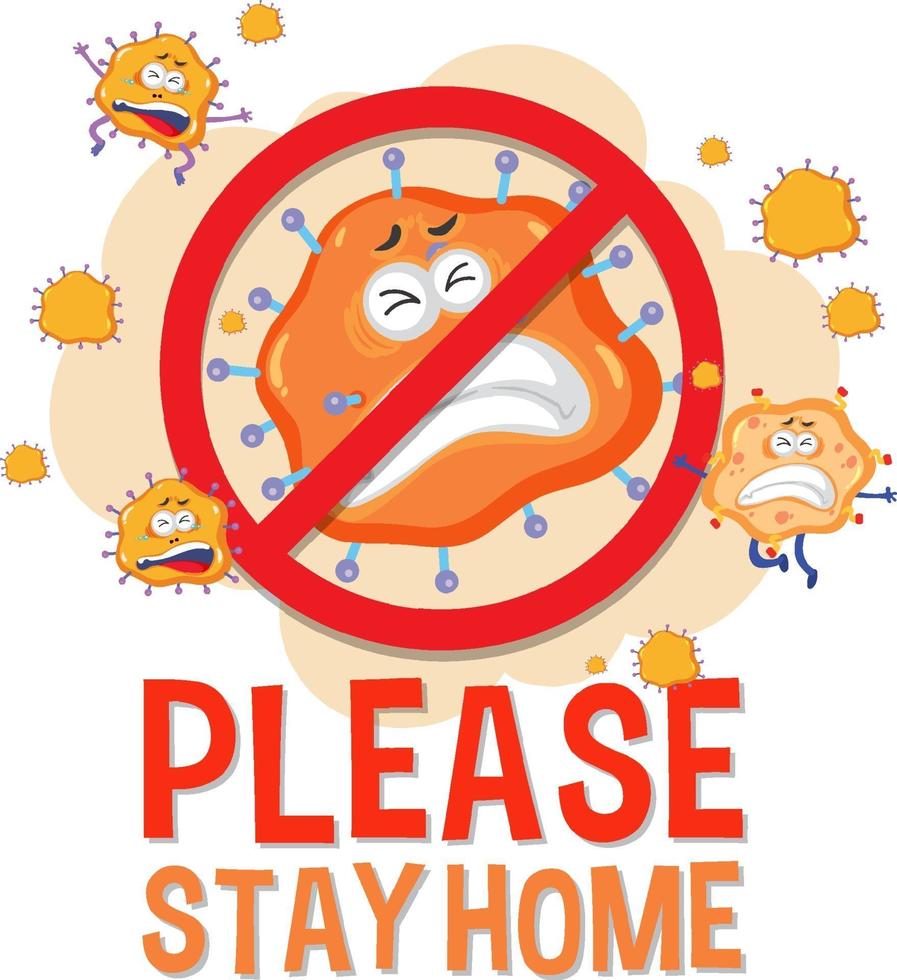 Please stay home font with stop virus sign vector