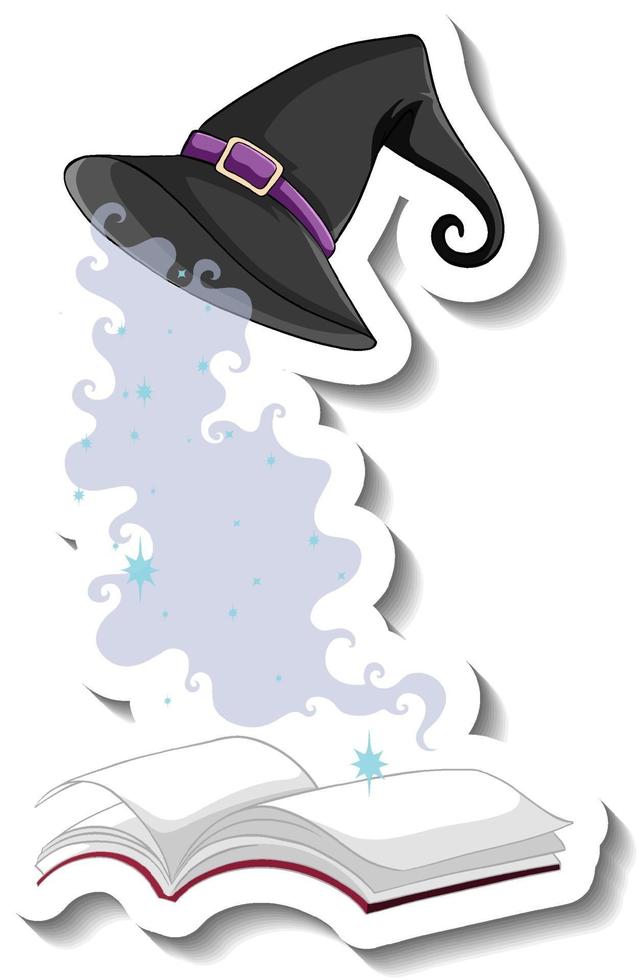Witch hat and a book on white background vector