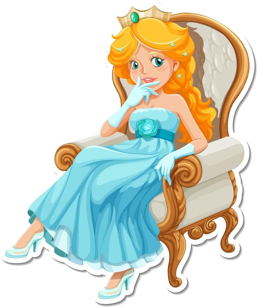 Beautiful princess cartoon character sticker vector