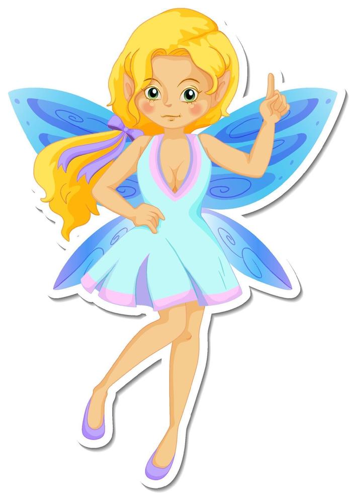 Beautiful fairy cartoon character sticker vector