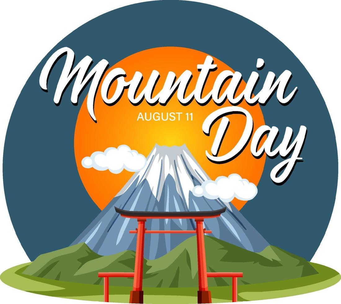 banner del día de la montaña el 11 de agosto con el monte fuji vector