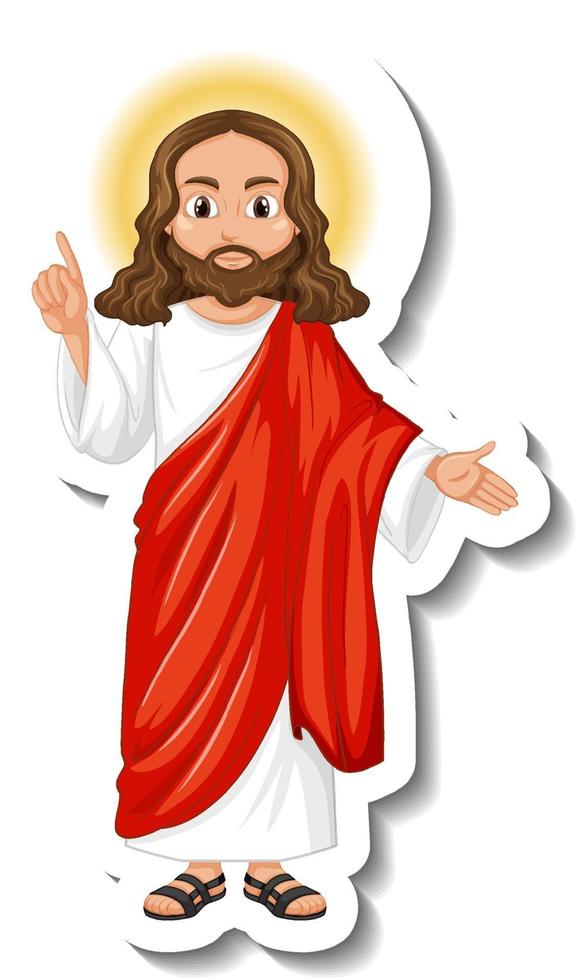 Jesus Christ cartoon character sticker on white background vector