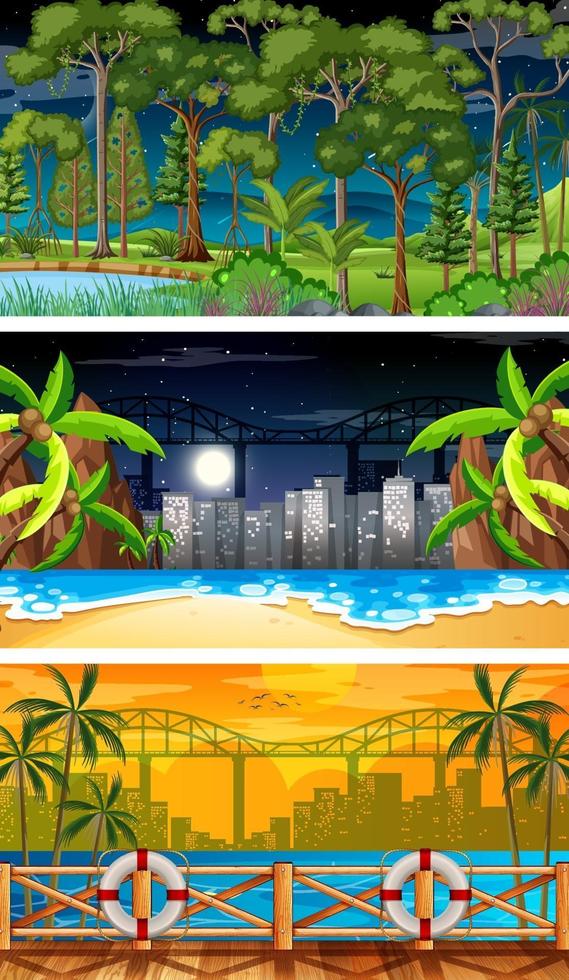 Three different nature horizontal scenes vector