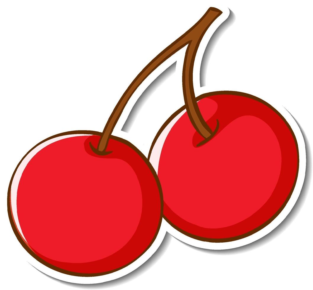 Sticker design with red cherry isolated vector