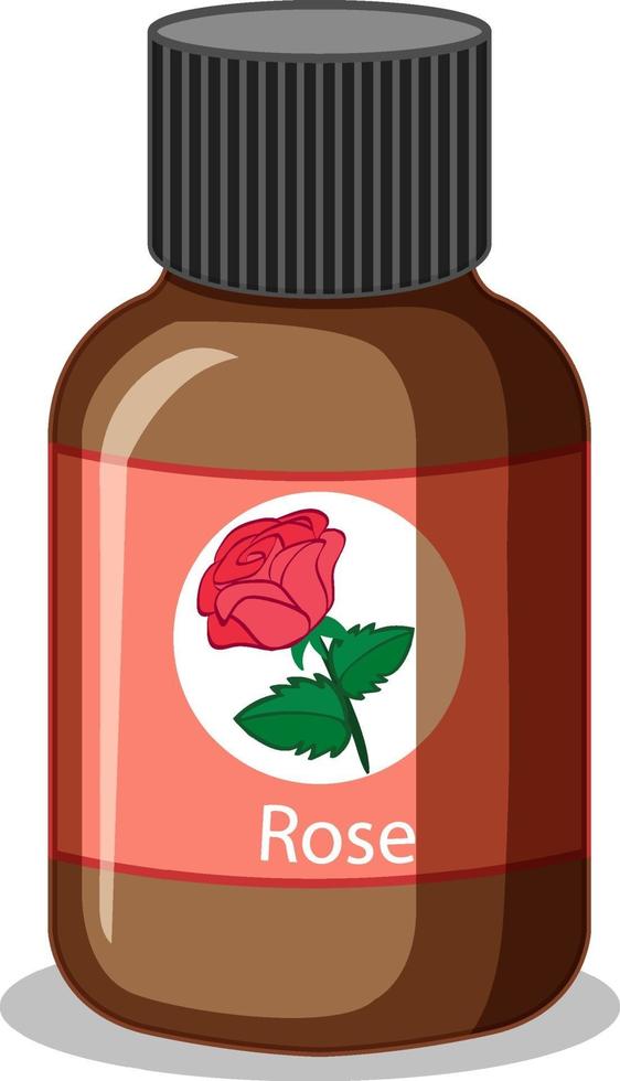 botella de aceite esencial de rosa aislado vector