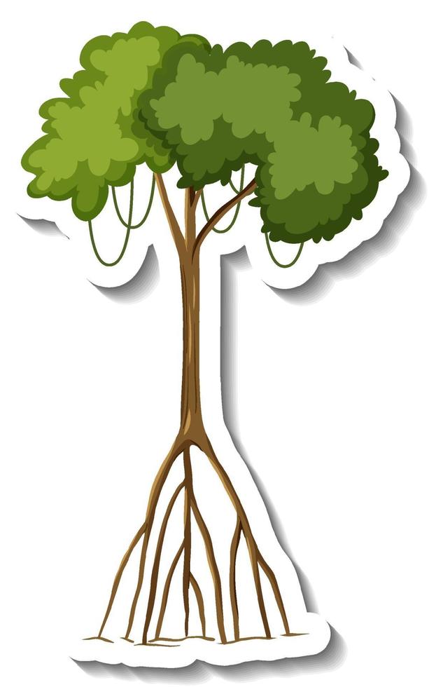 Pegatina árbol de mangle sobre fondo blanco. vector