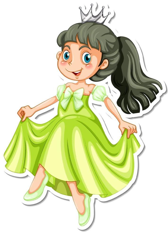 Beautiful princess cartoon character sticker vector