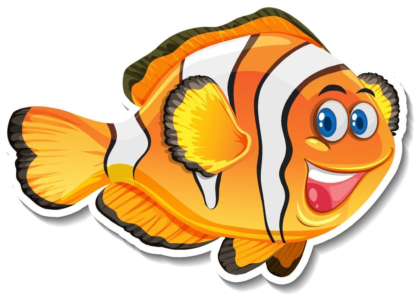 Cute clownfish cartoon character sticker vector