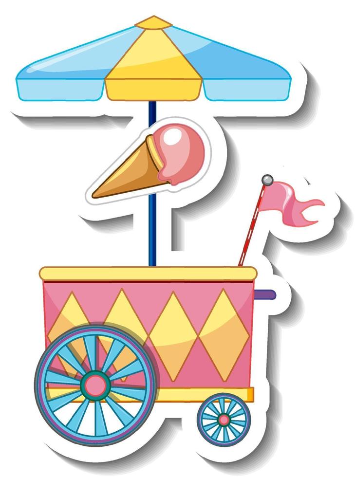Sticker template with Ice cream cart isolated vector
