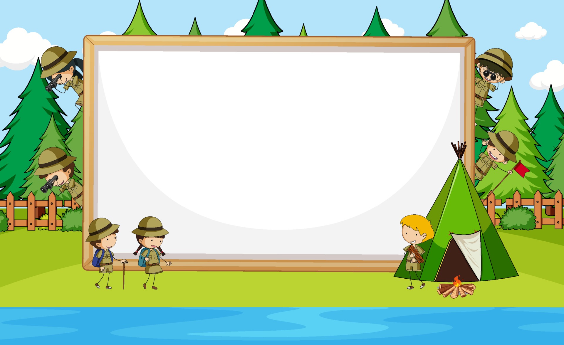 Empty banner with many kids in scout theme 3093890 Vector Art at Vecteezy