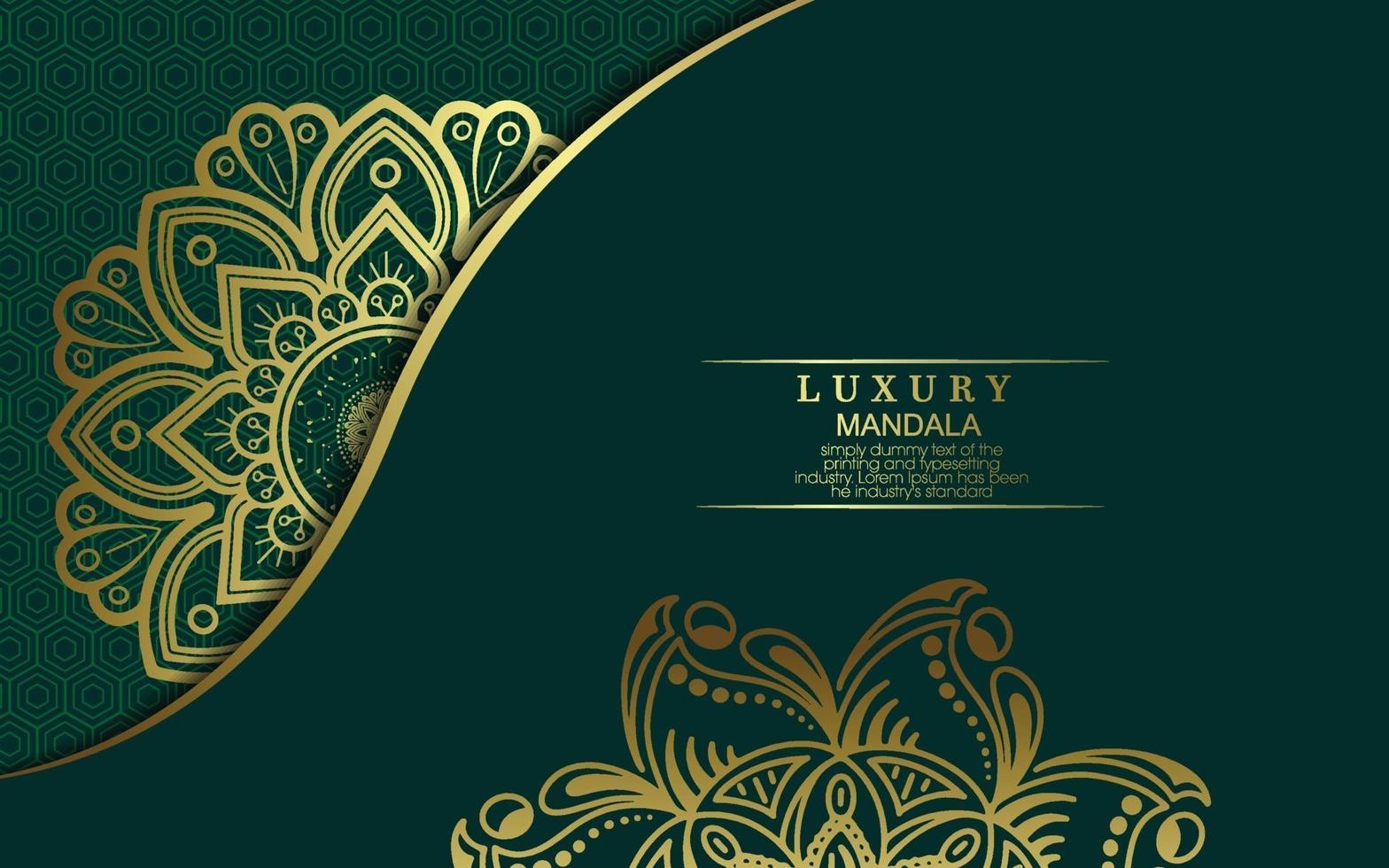 Fondo adornado de mandala de oro de lujo para invitación de boda vector