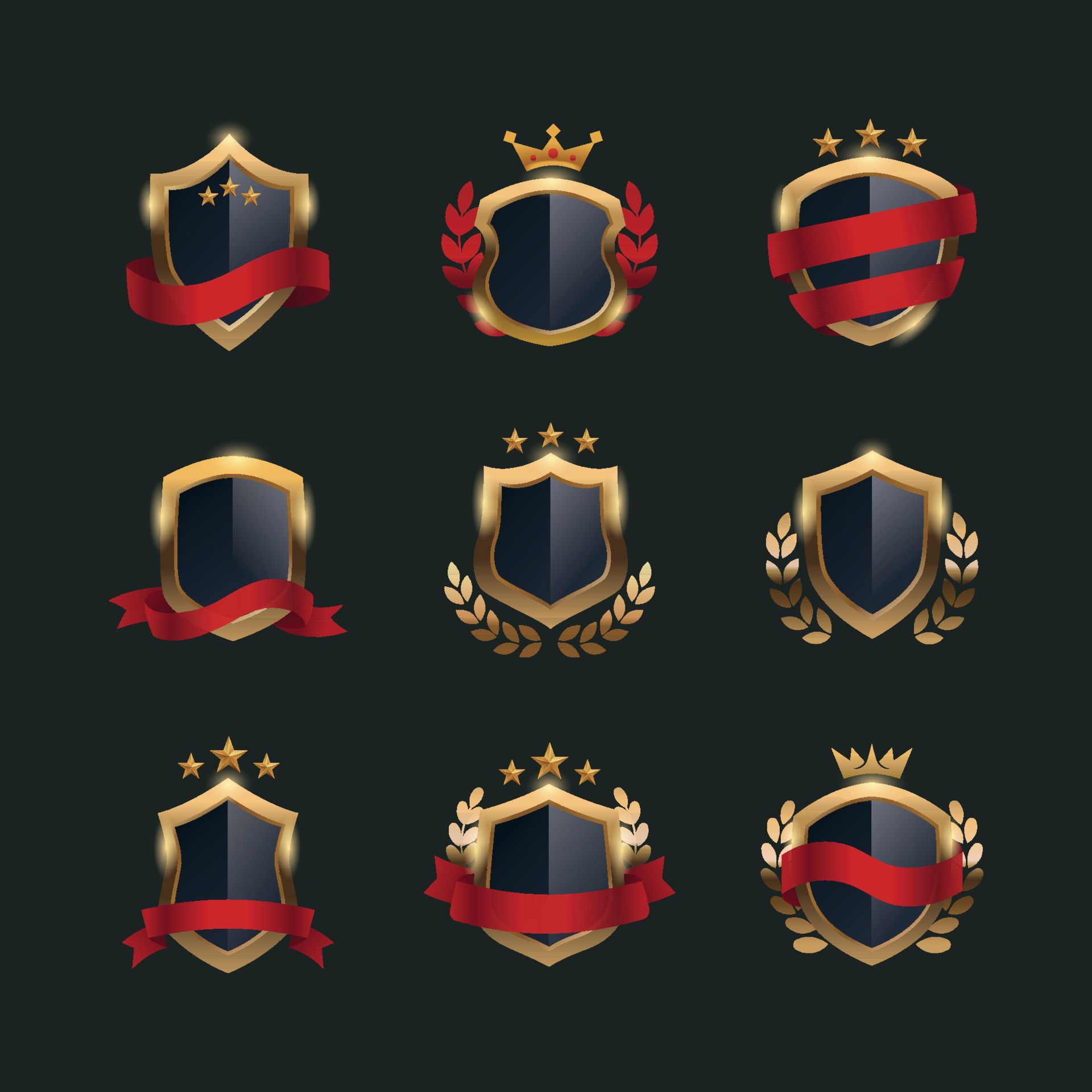 Set of Golden Shield Template 3093938 Vector Art at Vecteezy