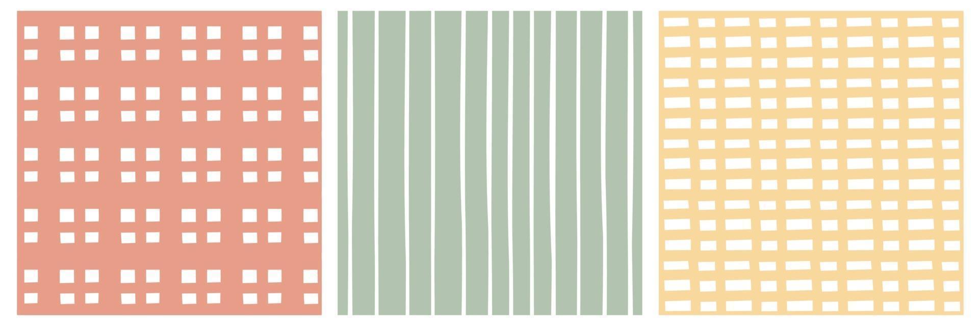 Set of Pastel red green yellow white seamless patterns vector