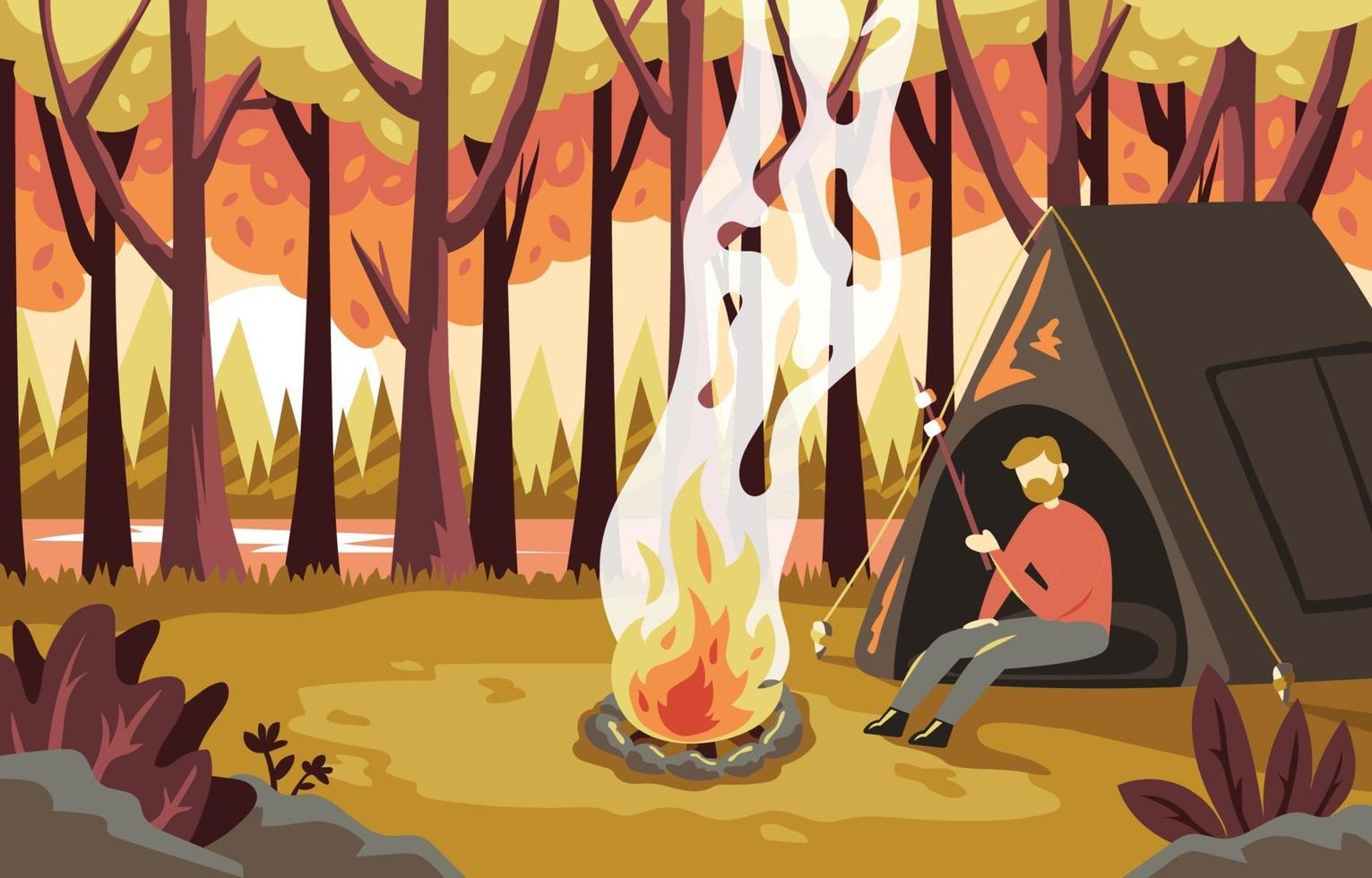 Camping Landscape in Autumn vector