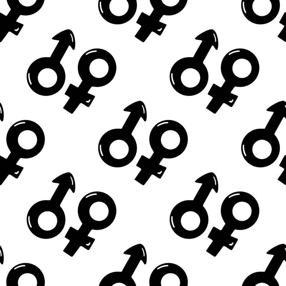 Seamless pattern made from doodle male and female symbols vector