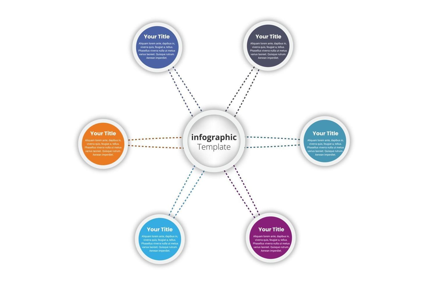 Six step Vector Infographic label design template.