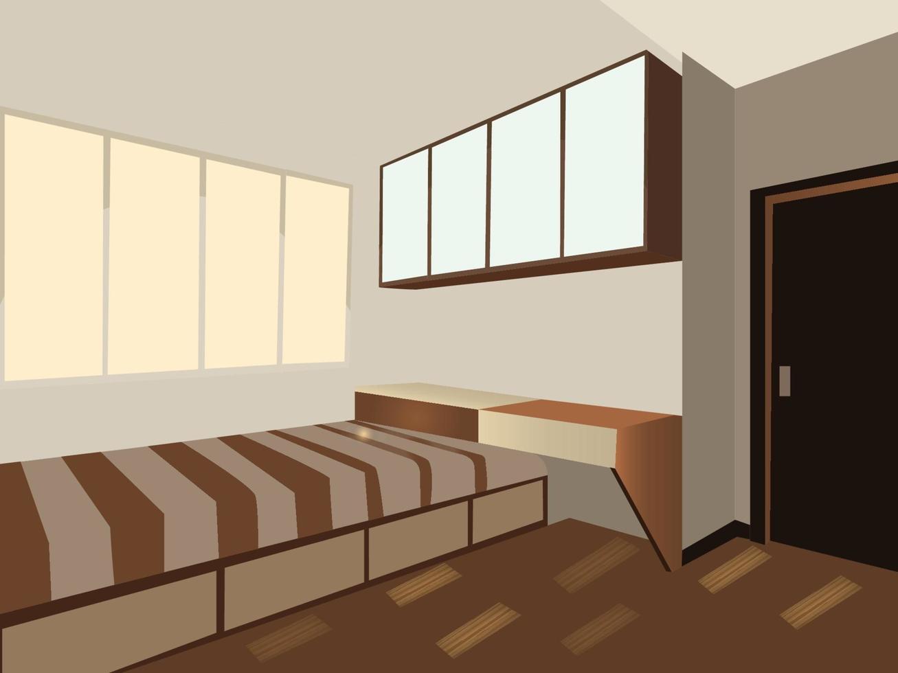 Single Bedroom In Morning Sunlight vector