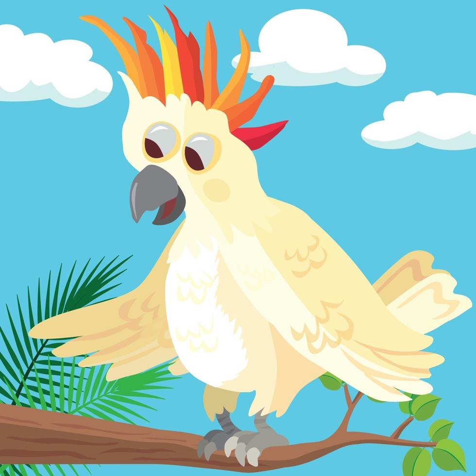 Cute cockatoo spreading her feathers vector