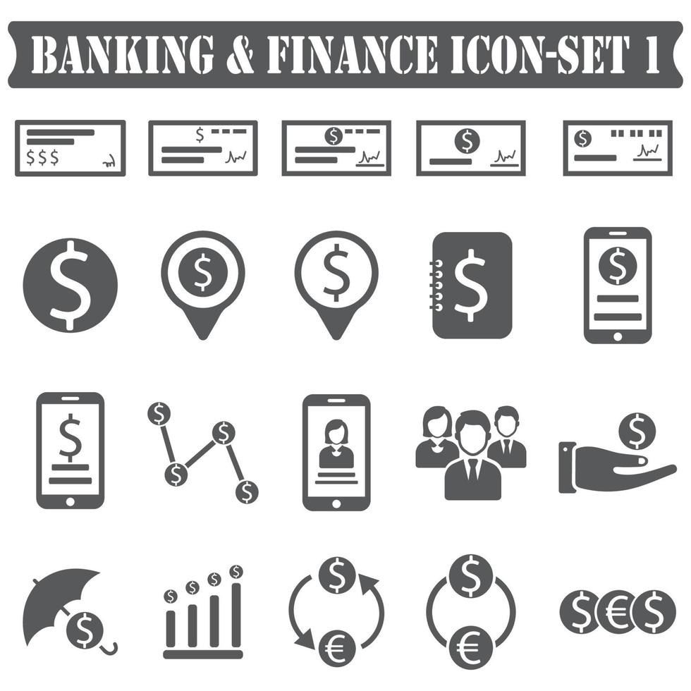 Banking and Finance icon set vector
