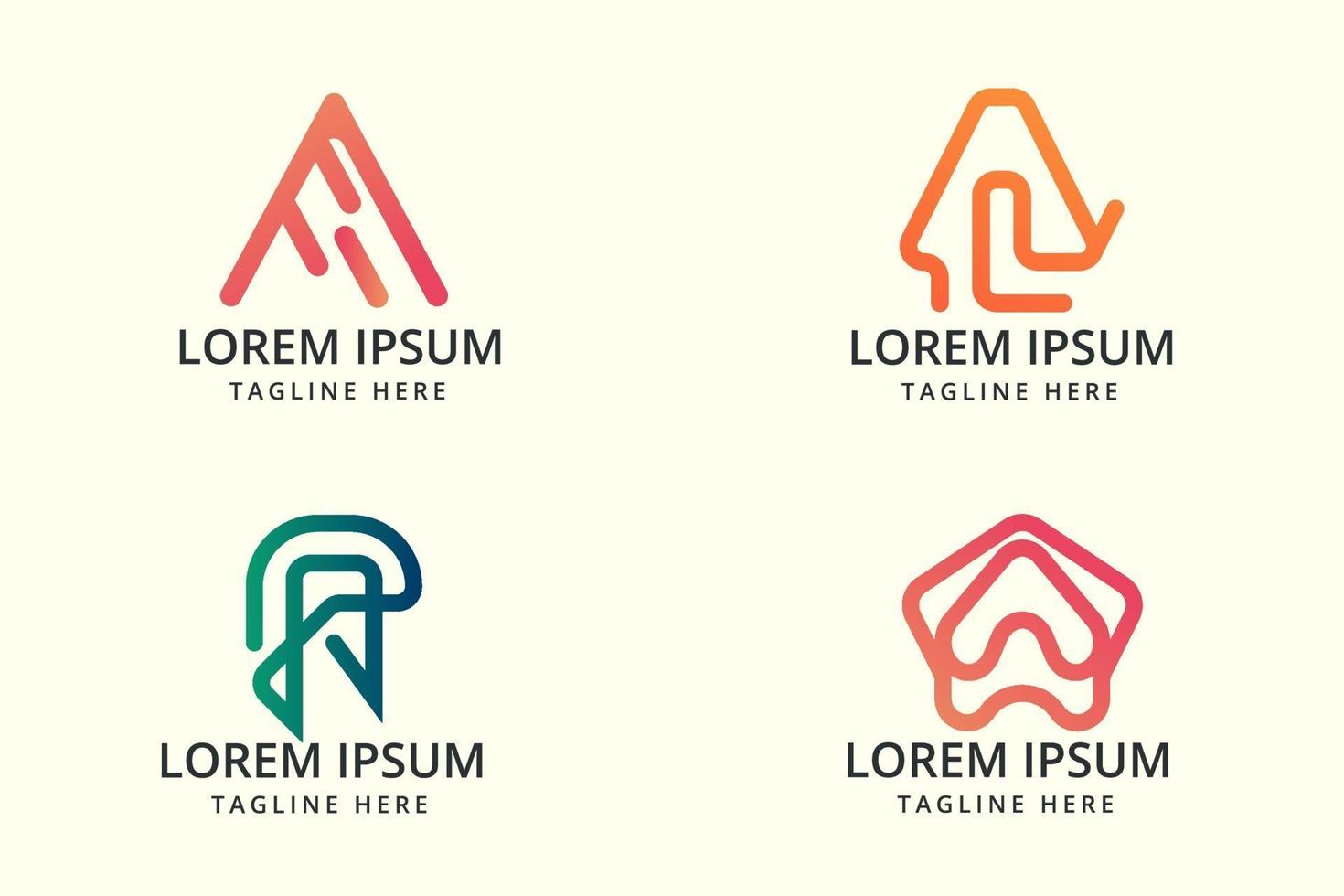Colorful gradient letter a logo set free vector
