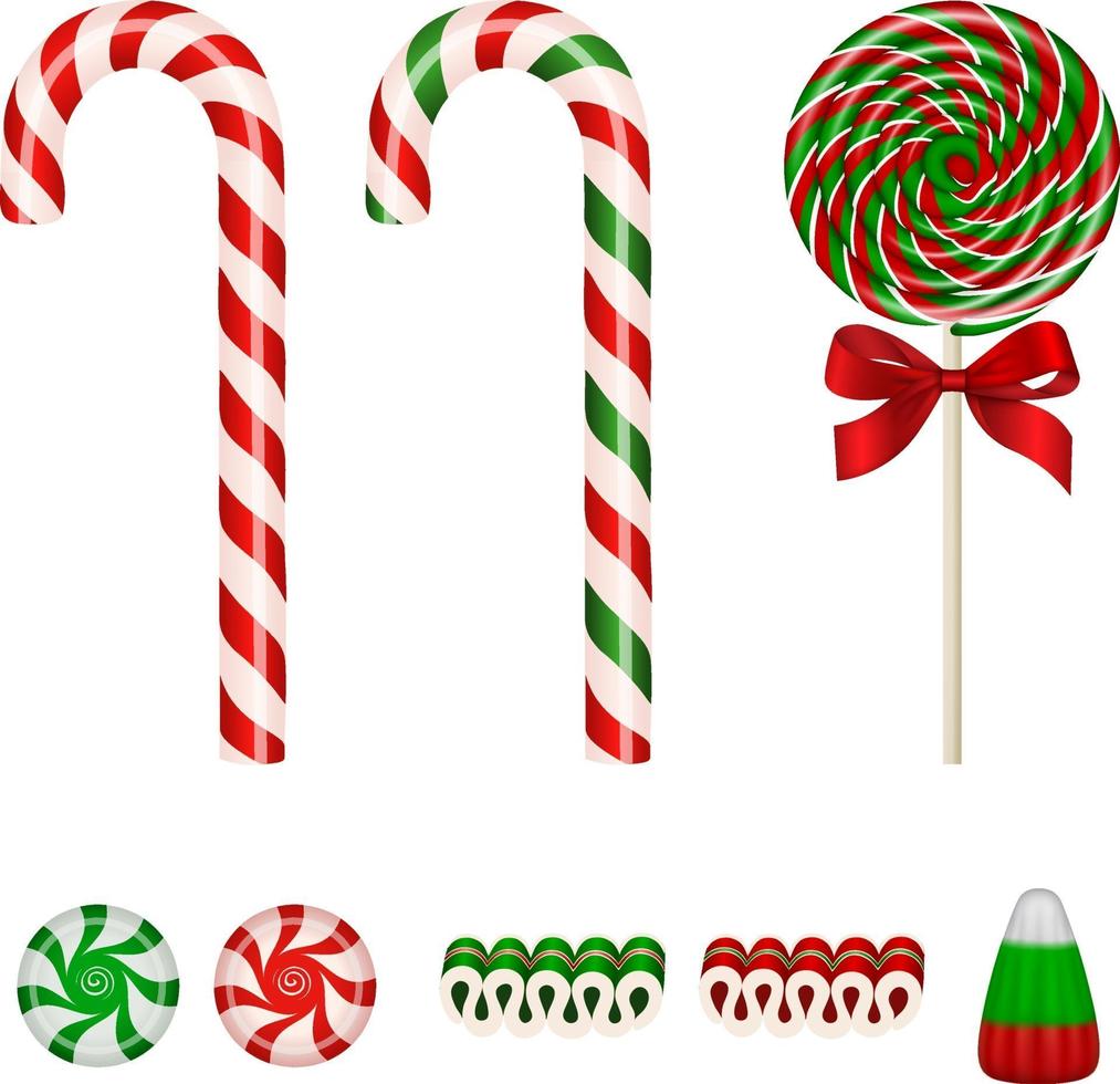 set of isolated christmas candies vector