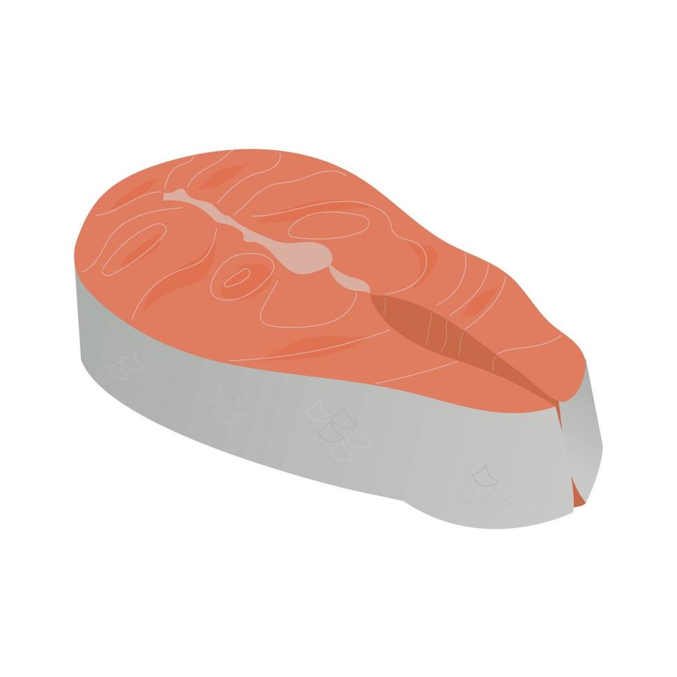 Piece of fresh red fish on white background - Vector