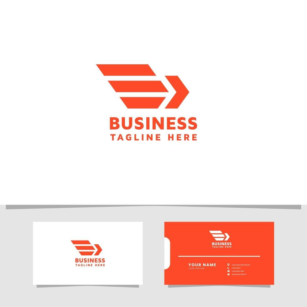 Geometric arrow logo with business card template vector