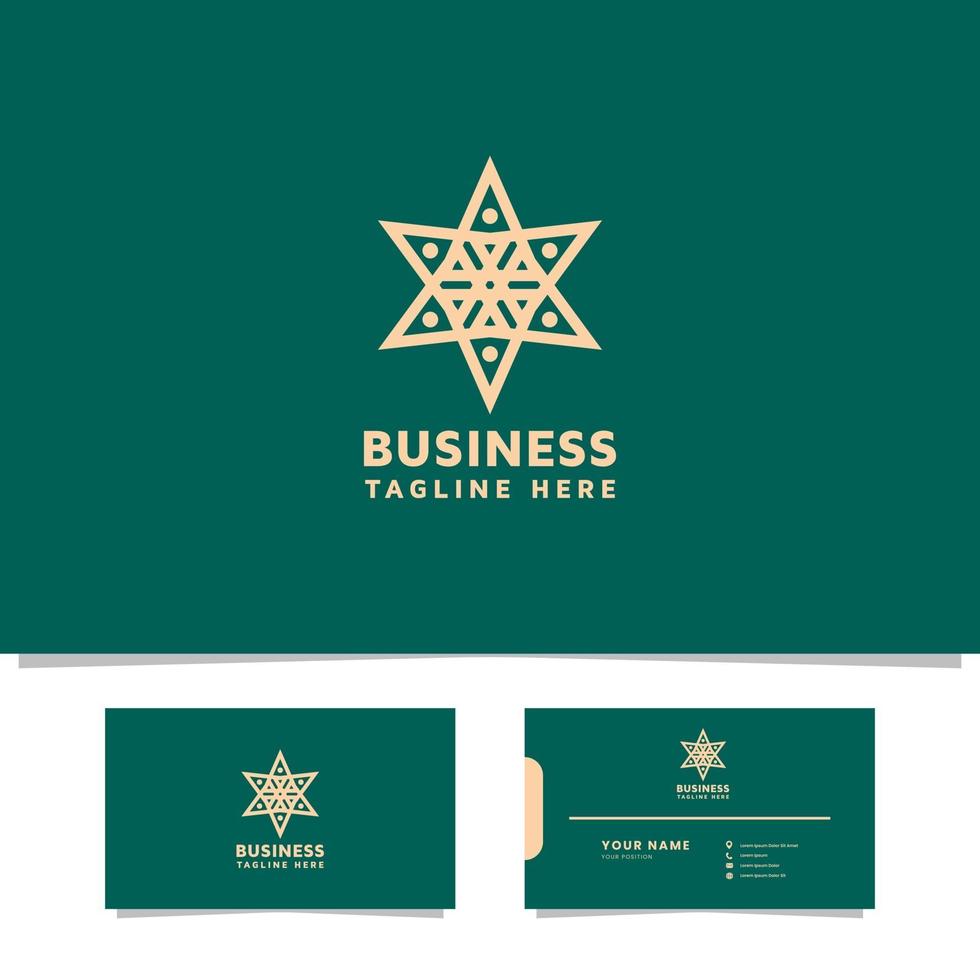 Ornamental star pattern logo with business card template vector