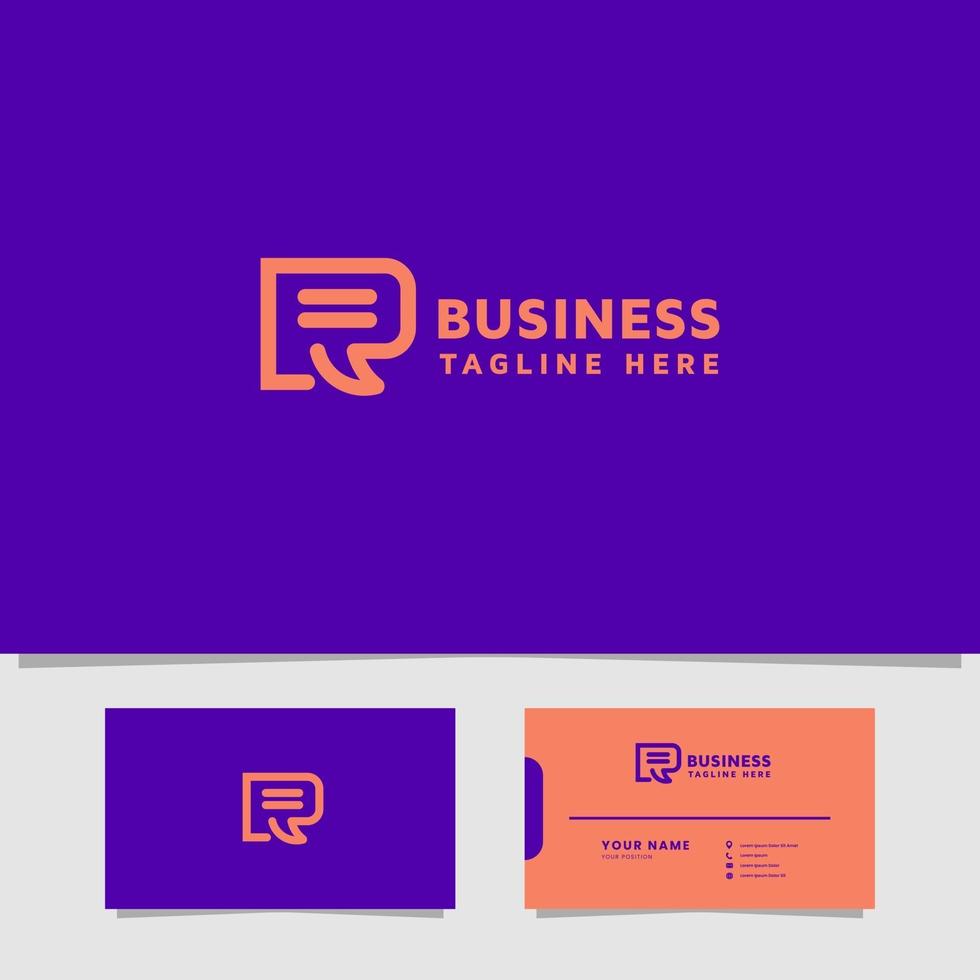 Logotipo de la letra r simple y minimalista con chat de burbujas. vector