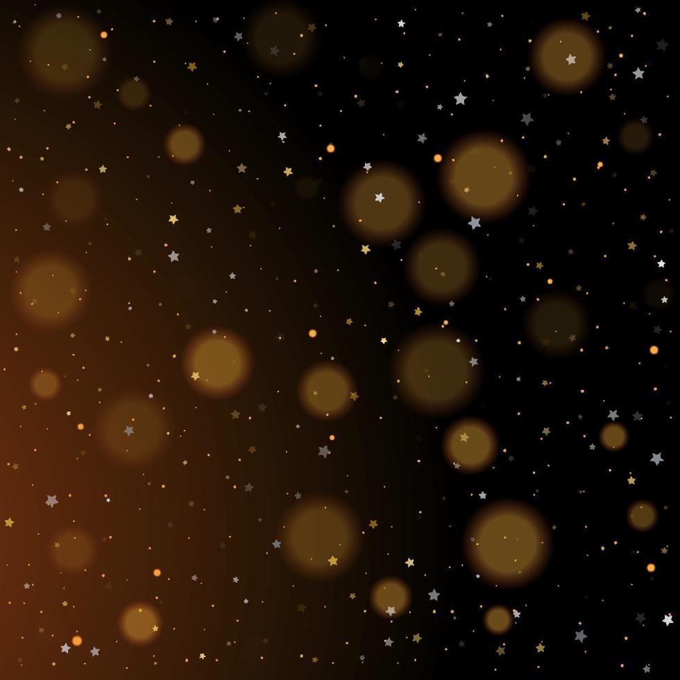 Gold bokeh shiny glittering golden and silver stars vector